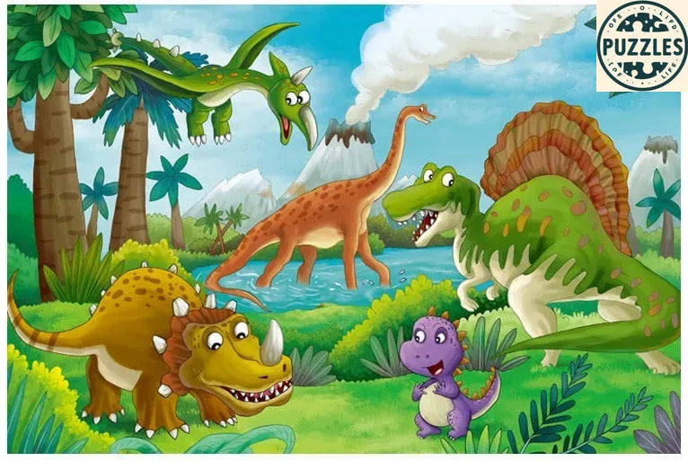 100-Piece Dinosaur Puzzle – T-Rex & Stegosaurus Jigsaw for Kids - Puzzles