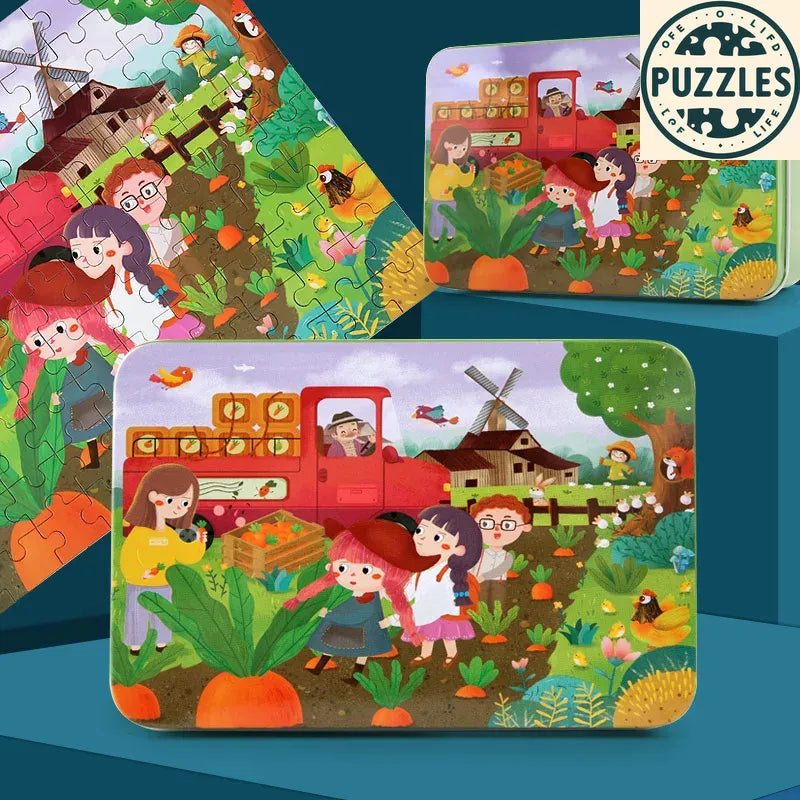 100-Piece Wooden Puzzle – Educational Jigsaw for Kids - Puzzles