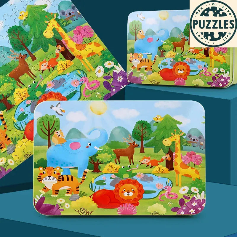 100-Piece Wooden Puzzle – Educational Jigsaw for Kids - Puzzles