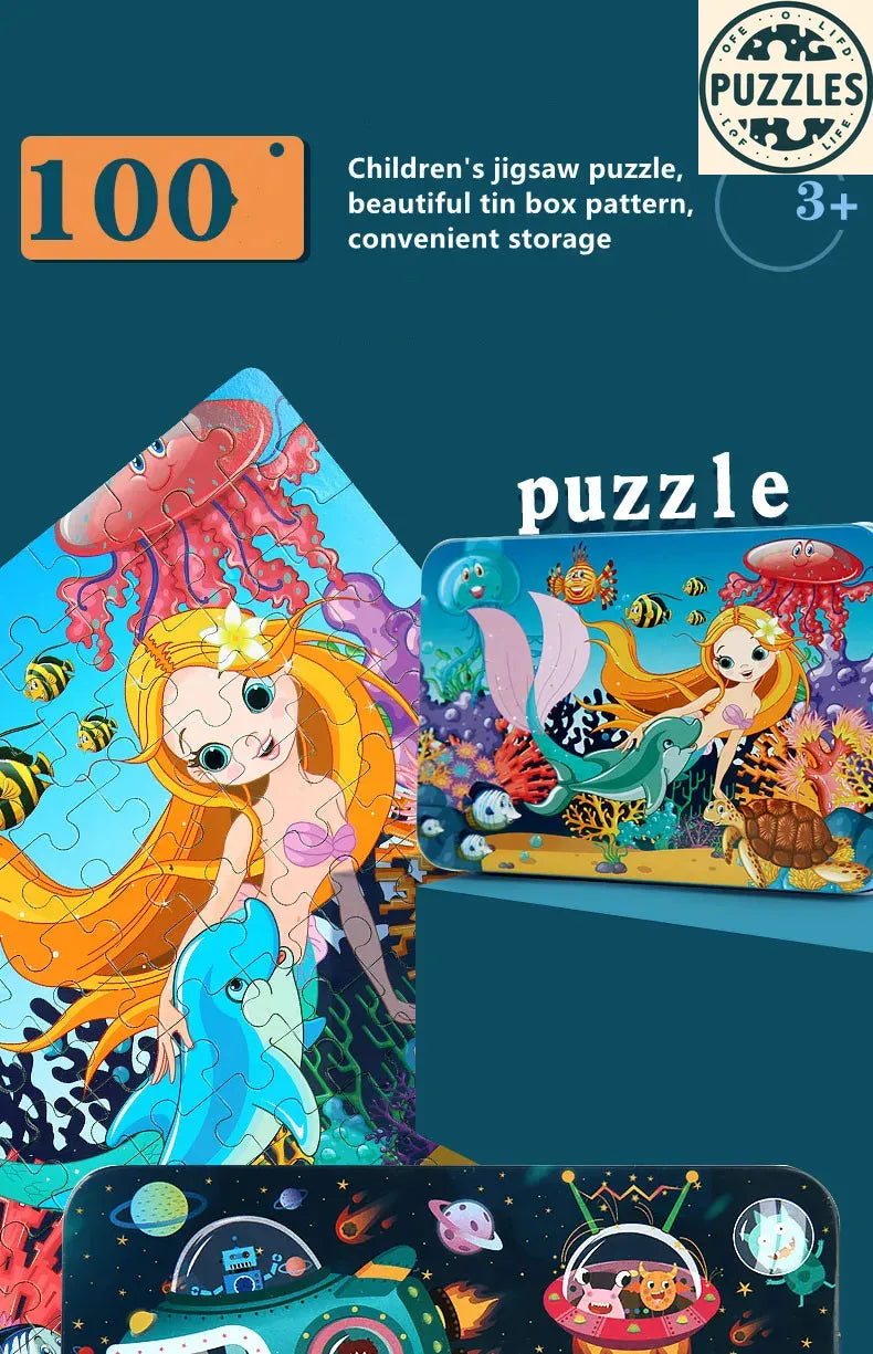 100-Piece Wooden Puzzle – Educational Jigsaw for Kids - Puzzles