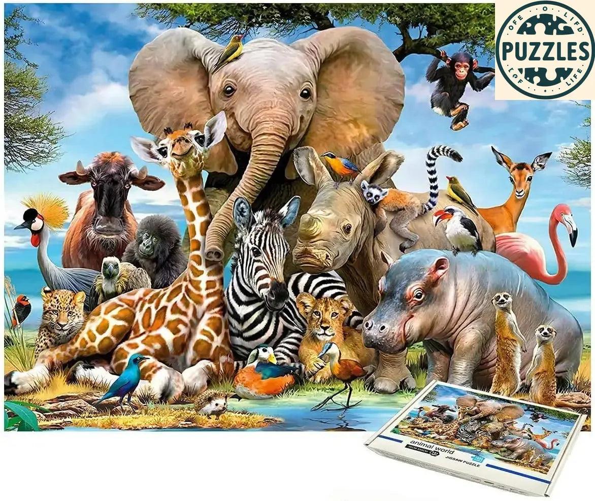 1000-Piece Animal World Jigsaw Puzzle for Adults - Puzzles