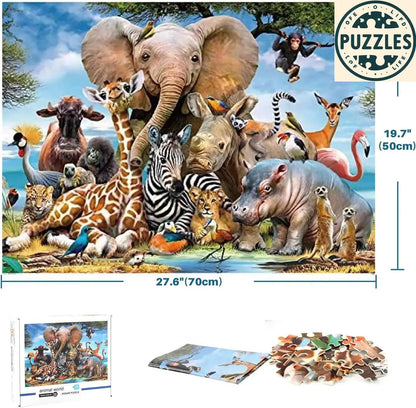 1000-Piece Animal World Jigsaw Puzzle for Adults - Puzzles