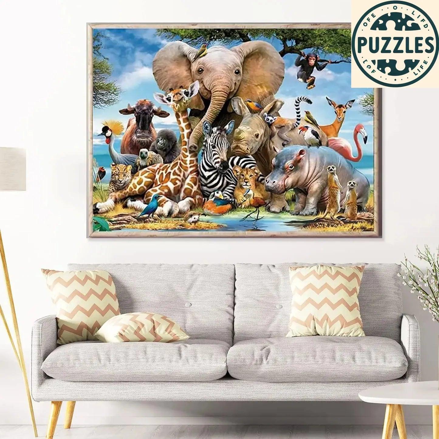 1000-Piece Animal World Jigsaw Puzzle for Adults - Puzzles