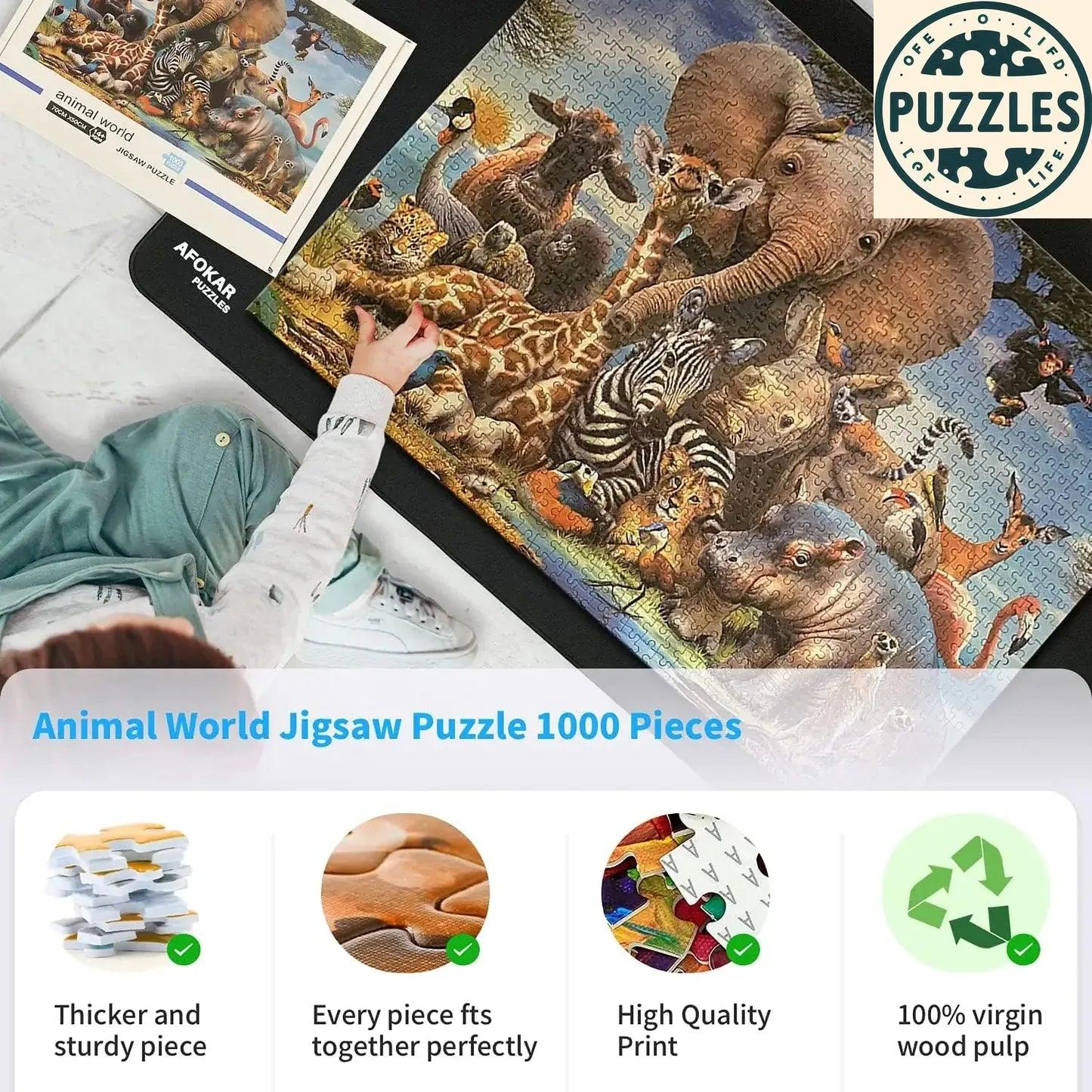 1000-Piece Animal World Jigsaw Puzzle for Adults - Puzzles