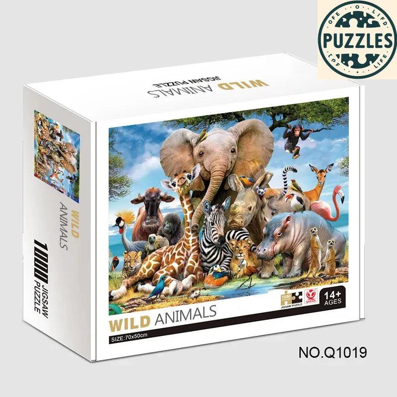 1000-Piece Animal World Jigsaw Puzzle for Adults - Puzzles