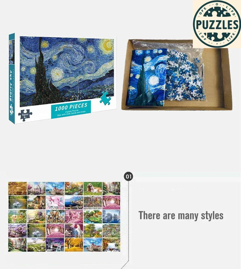 1000-Piece DIY Paper Jigsaw Puzzle – Brain Training & Stress Relief - Puzzles