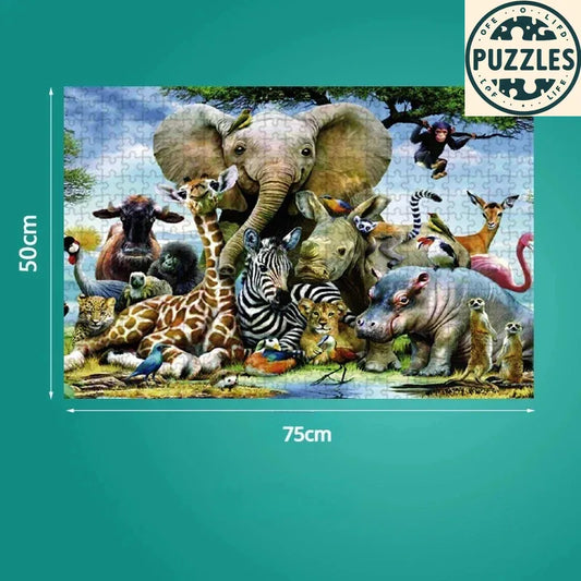 1000-Piece Dinosaur Puzzle – Animal World Series (75×50cm) - Puzzles