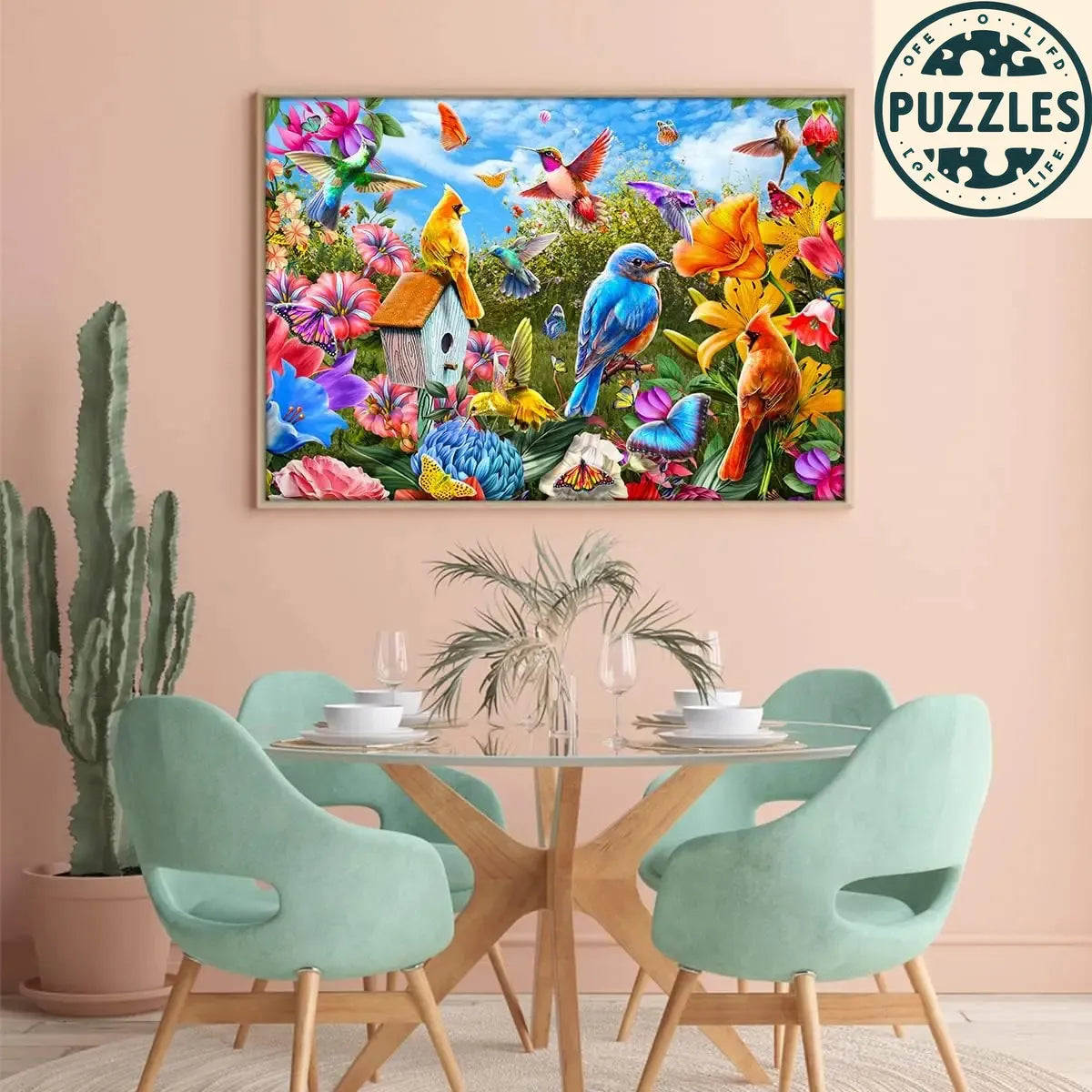 1000-Piece Jigsaw Puzzle – Birds & Flowers Theme - Puzzles