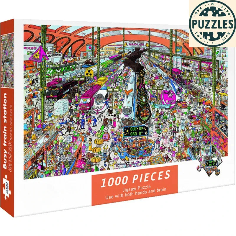 1000-Piece Jigsaw Puzzle – Busy Train Station (75×50cm) - Puzzles