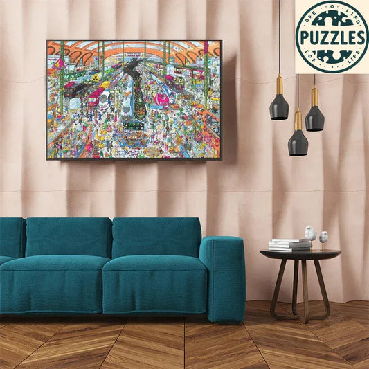 1000-Piece Jigsaw Puzzle – Busy Train Station (75×50cm) - Puzolife - Puzzles of Life