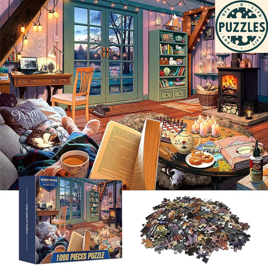 1000-Piece Jigsaw Puzzle – Cozy Home Theme - Puzzles