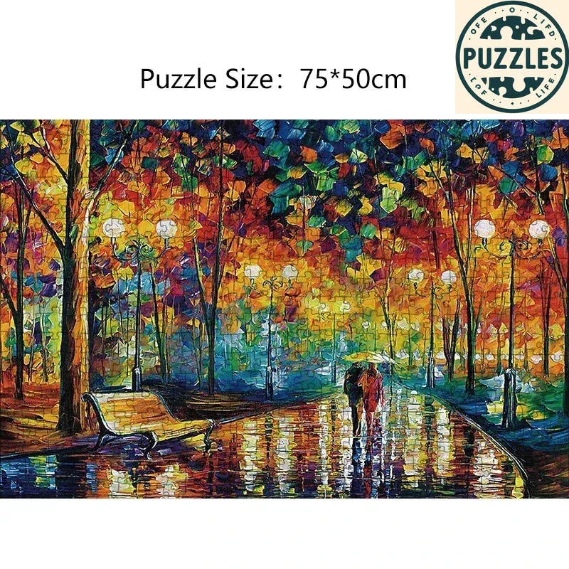 1000-Piece Jigsaw Puzzle – Rainy Night Walk (75×50cm) - Puzzles