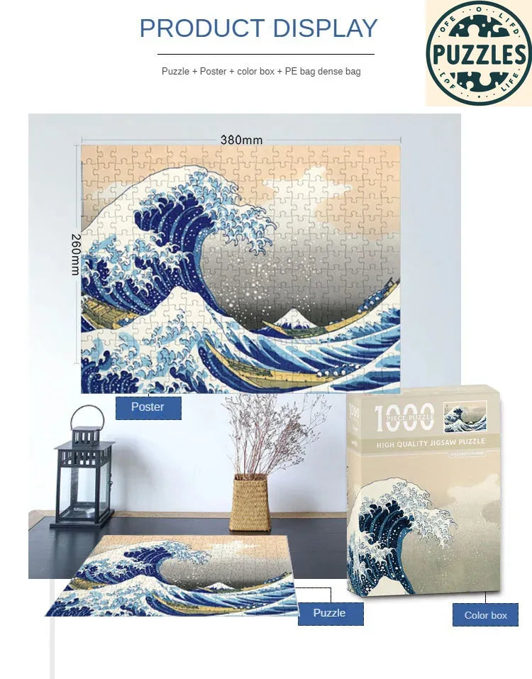 1000-Piece Jigsaw Puzzle – The Great Wave Off Kanagawa - Puzzles