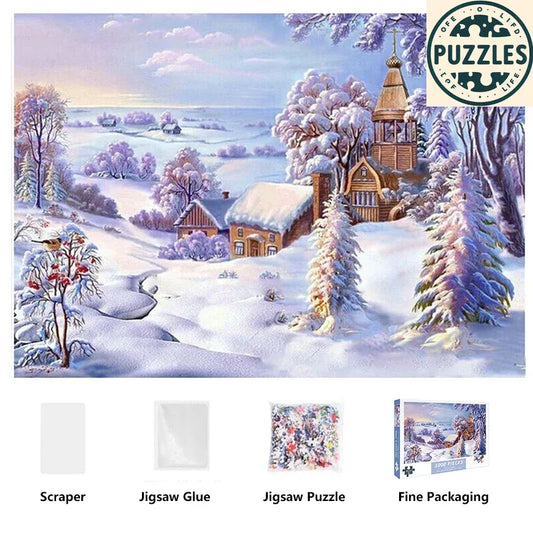 1000-Piece Jigsaw Puzzle – The White Snow Scene - Puzzles