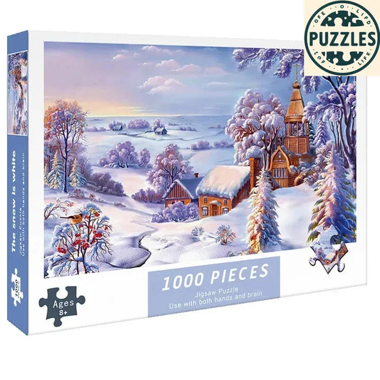 1000-Piece Jigsaw Puzzle – The White Snow Scene - Puzzles