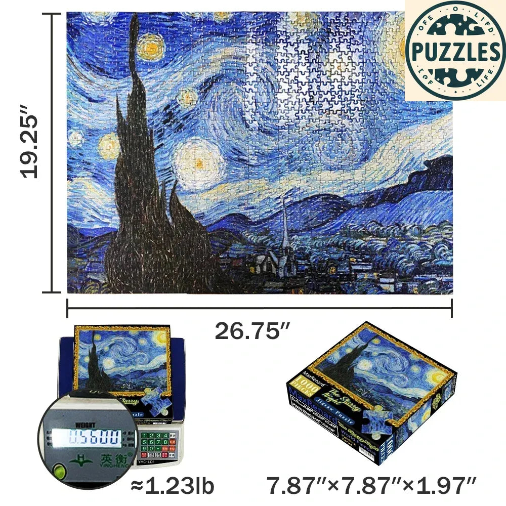 1000-Piece Van Gogh The Starry Night Jigsaw Puzzle (50×70cm) - Puzzles