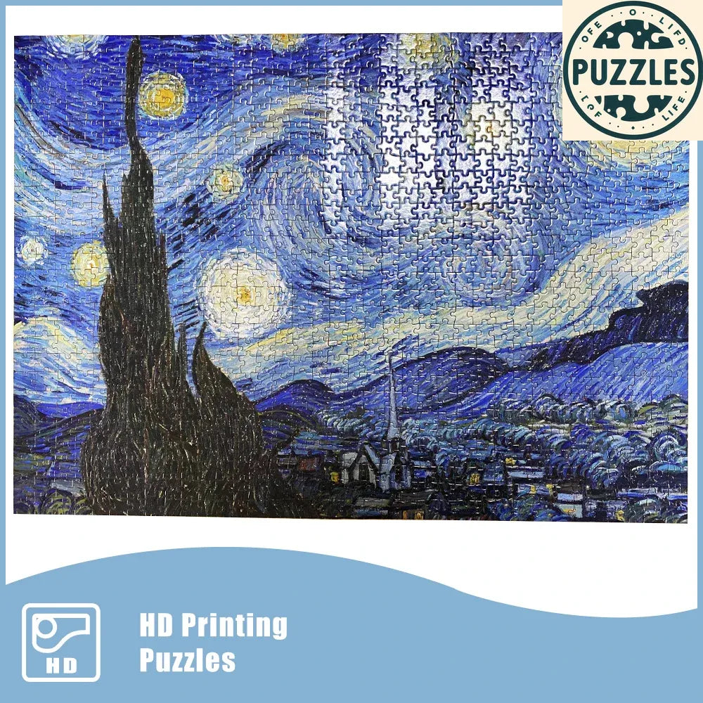 1000-Piece Van Gogh The Starry Night Jigsaw Puzzle (50×70cm) - Puzzles