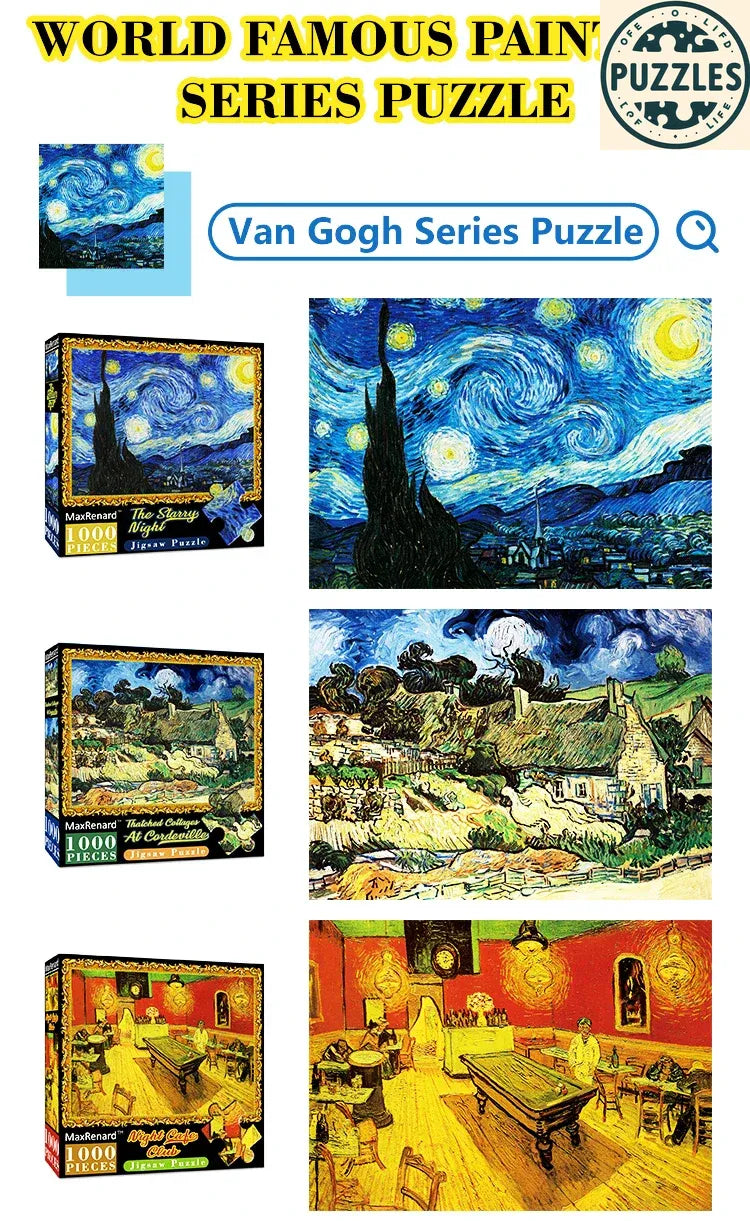 1000-Piece Van Gogh The Starry Night Jigsaw Puzzle (50×70cm) - Puzzles