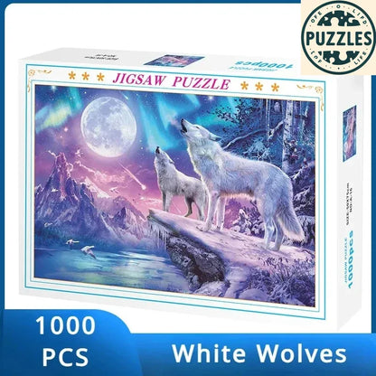 1000-Piece White Wolves Jigsaw Puzzle (75×50cm) - Puzzles