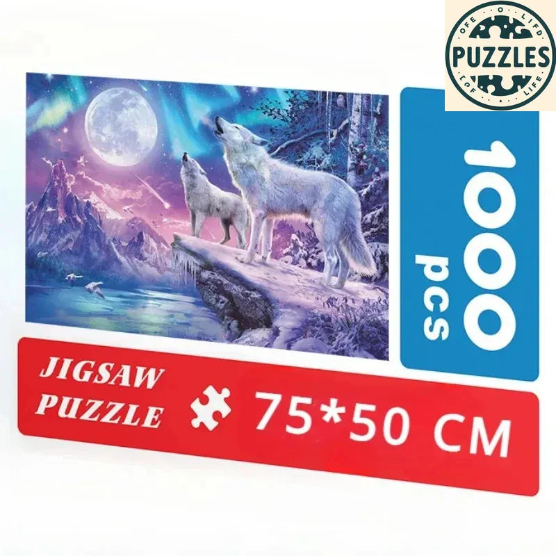 1000-Piece White Wolves Jigsaw Puzzle (75×50cm) - Puzzles