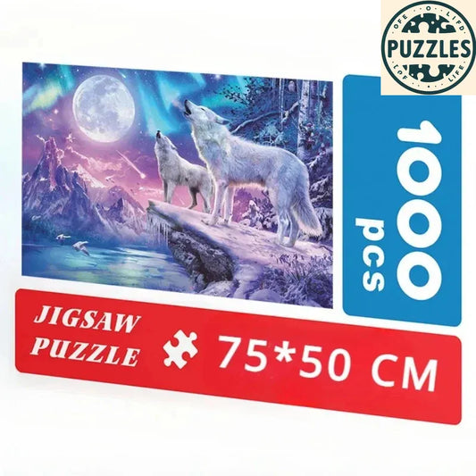 1000-Piece White Wolves Jigsaw Puzzle (75×50cm) - Puzzles