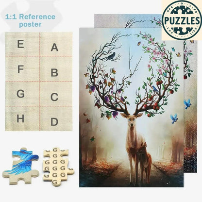 1000-Piece Wooden Jigsaw Puzzle – Elk in the Jungle - Puzzles