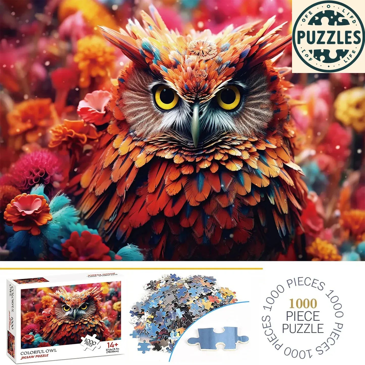 Vibrant Owl Jigsaw - Puzolife - Puzolife - Puzzles of Life