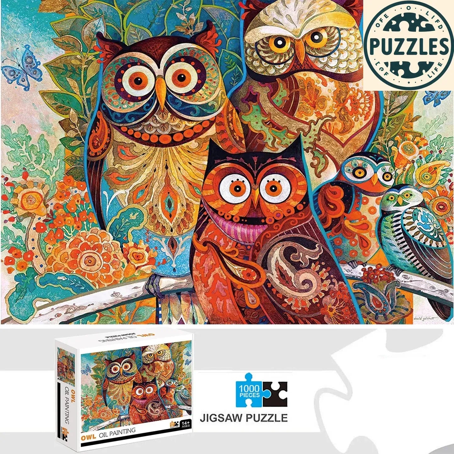 Owl Oil Painting 1000-Piece Puzzle – Fun & Decor - Puzzles