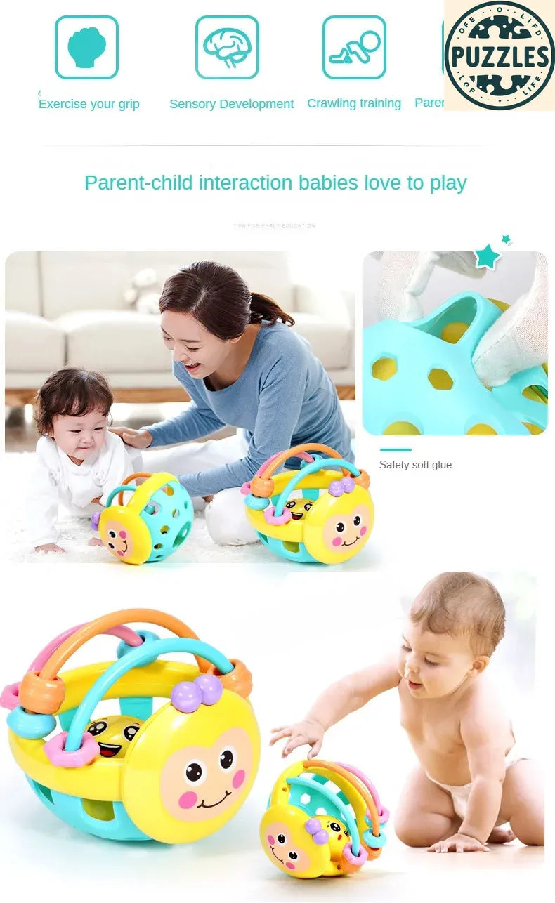 10cm Baby Catch Ball – Bendy Walker Rattle for Early Development - Puzzles