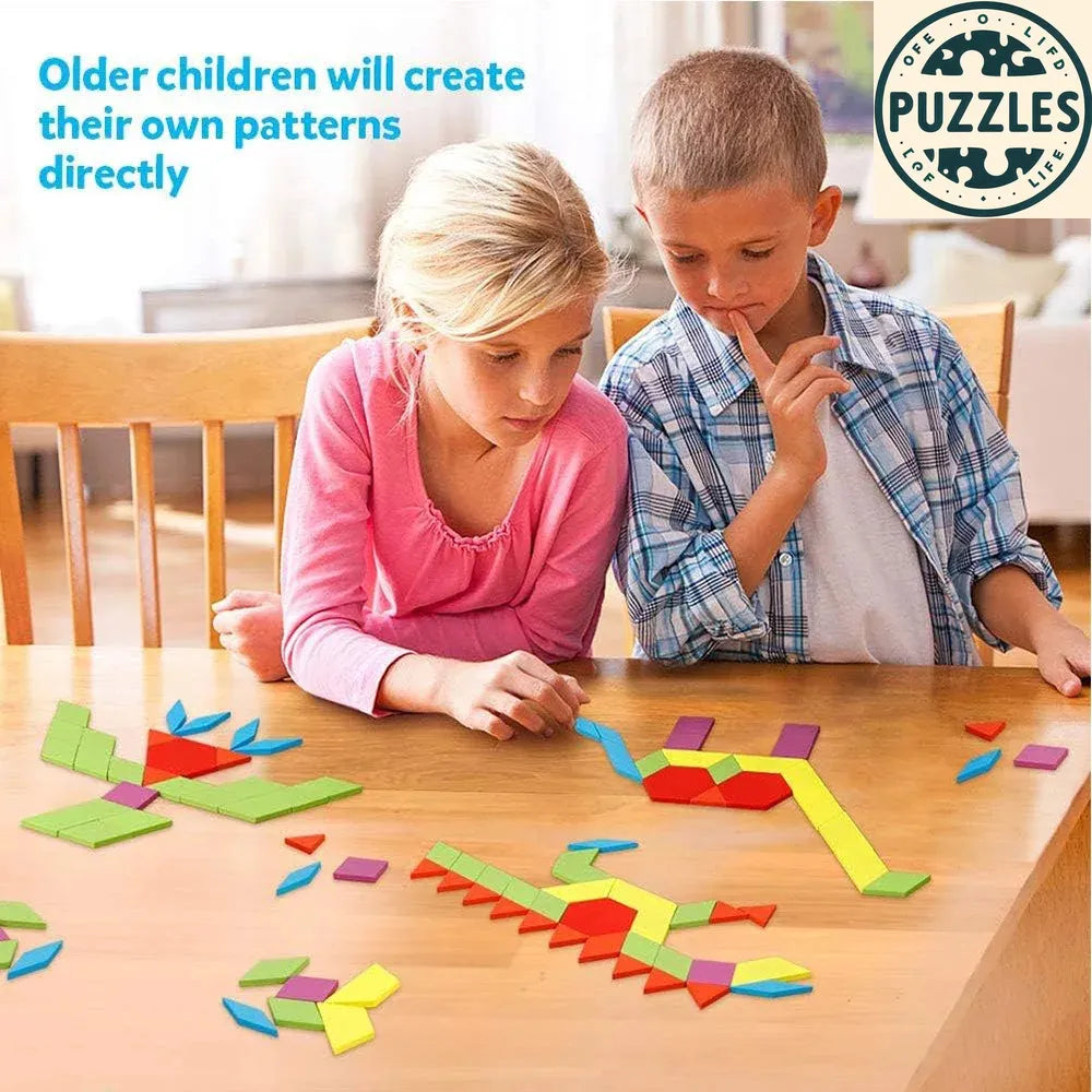 130-Piece Geometric Puzzle – Shape Learning Game - Puzzles