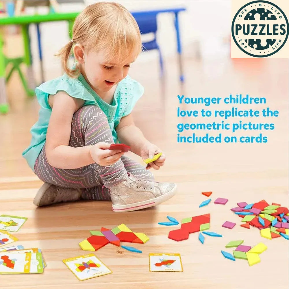 130-Piece Geometric Puzzle – Shape Learning Game - Puzzles