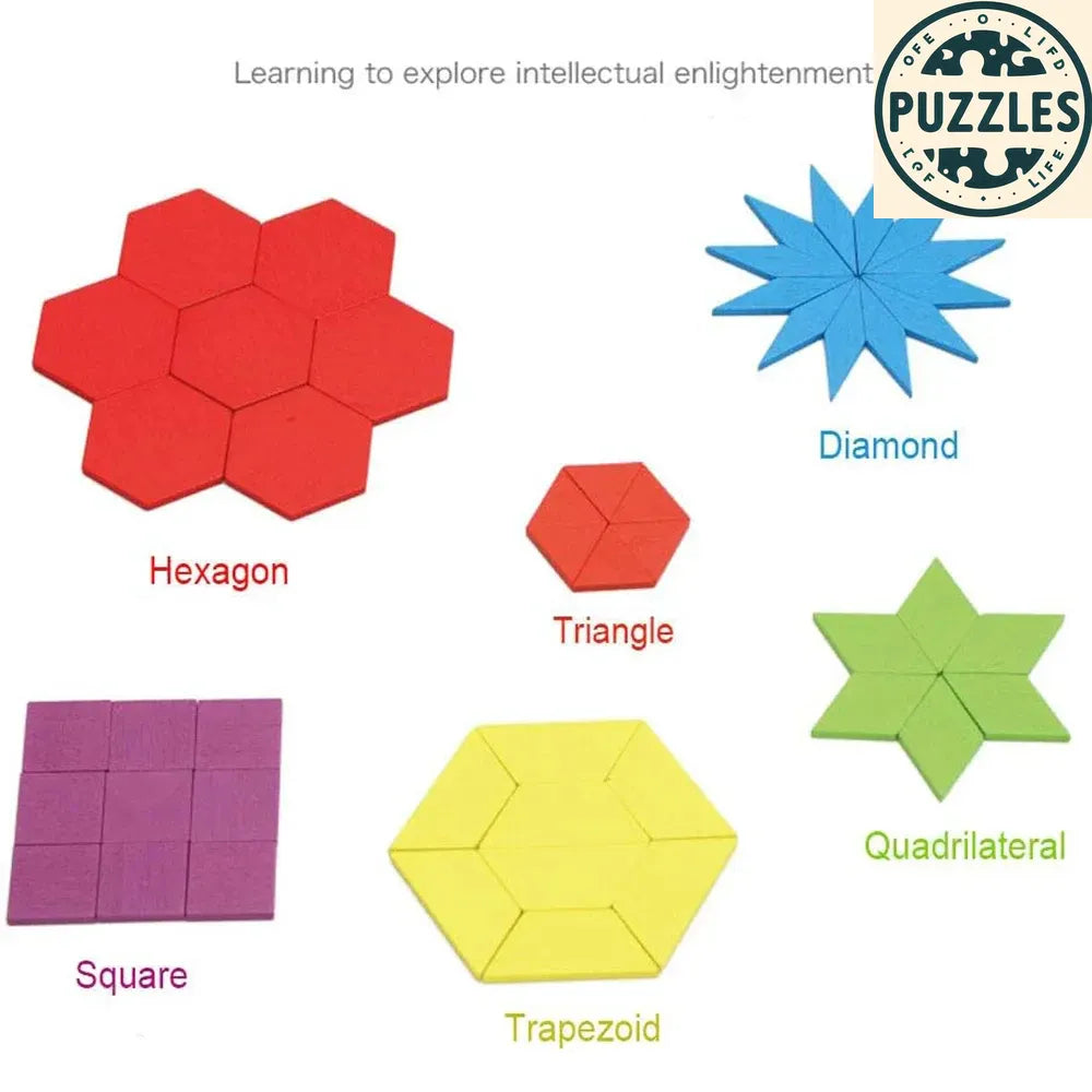 130-Piece Geometric Puzzle – Shape Learning Game - Puzzles