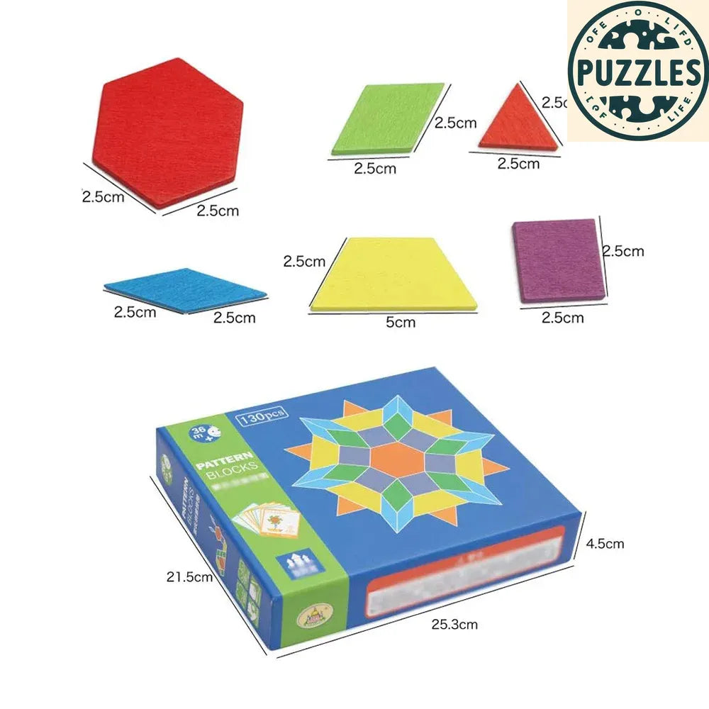 130-Piece Geometric Puzzle – Shape Learning Game - Puzzles