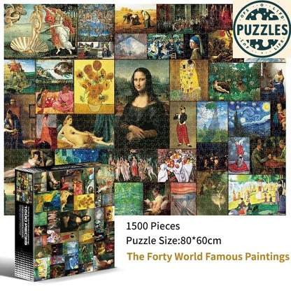 1500-Piece Jigsaw Puzzle – Forty World Famous Paintings (80×60cm) - Puzzles