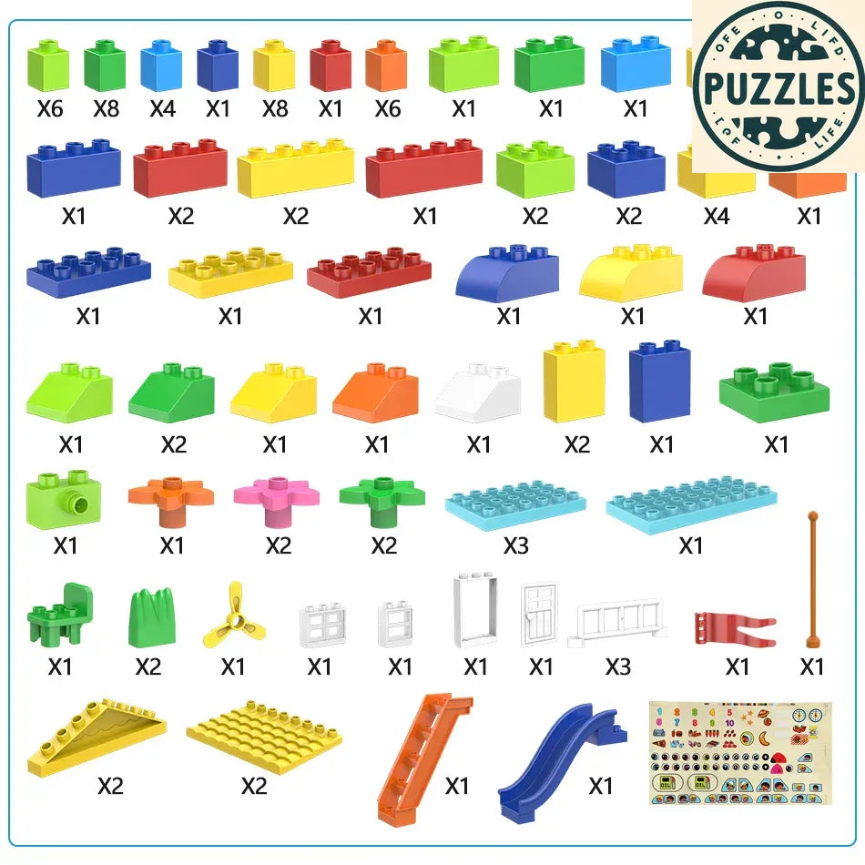 153-Piece Big Particle Roof Blocks – City House Slide Set - Puzzles