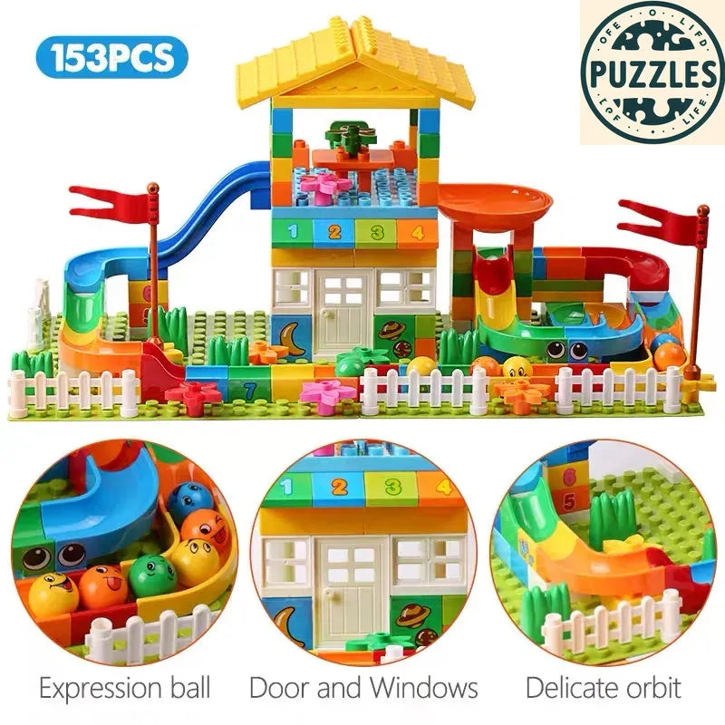 153-Piece Big Particle Roof Blocks – City House Slide Set - Puzzles