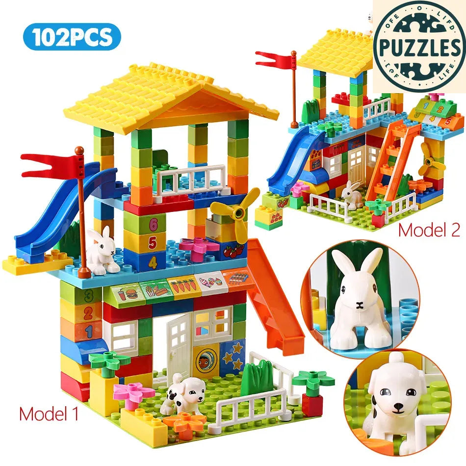 153-Piece Big Particle Roof Blocks – City House Slide Set - Puzzles