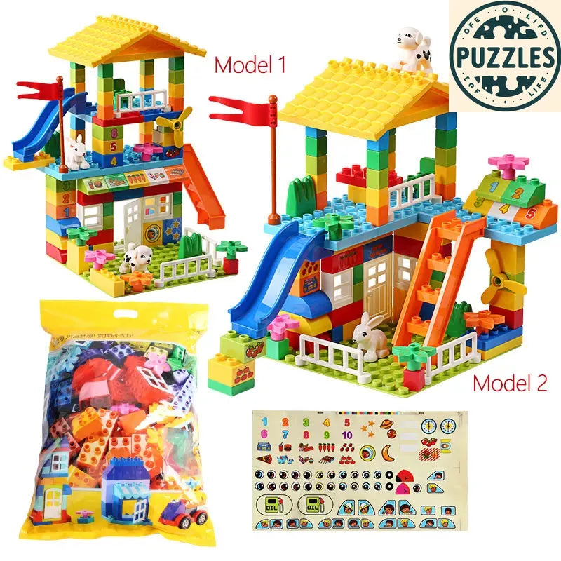 153-Piece Big Particle Roof Blocks – City House Slide Set - Puzzles