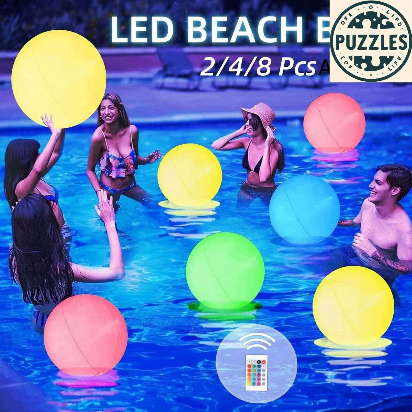 2-8 Pcs Light-Up Beach Balls 40cm – Puzolife - Puzolife - Puzzles of Life