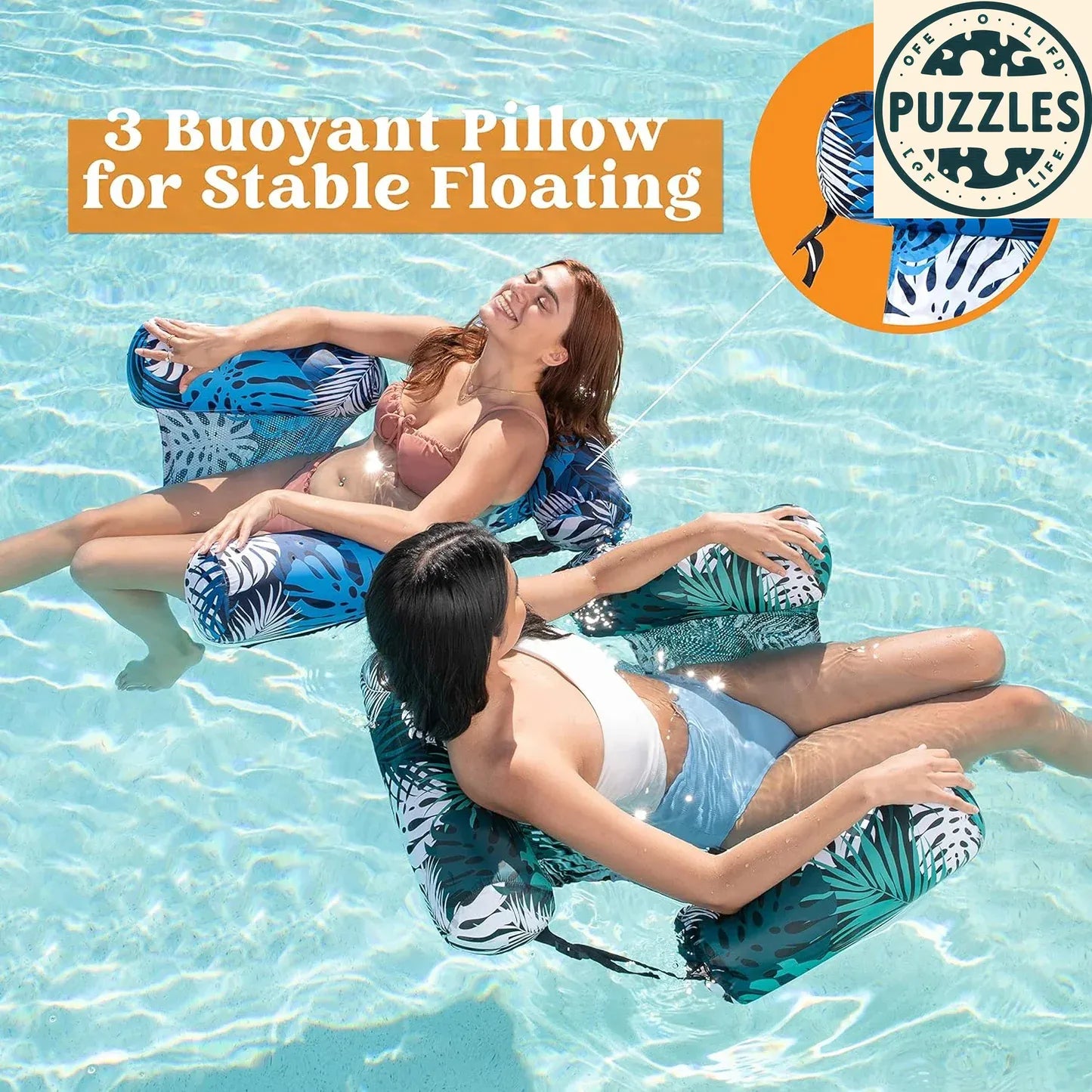 Inflatable Pool Lounge Chairs 2 Pcs Set - Puzolife - Puzolife - Puzzles of Life