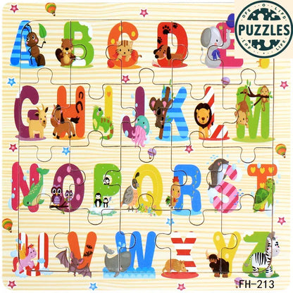 20-Piece Wooden Puzzle – Cartoon Animals, Cars & Numbers - Puzzles