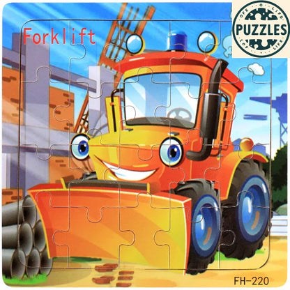 20-Piece Wooden Puzzle – Cartoon Animals, Cars & Numbers - Puzzles