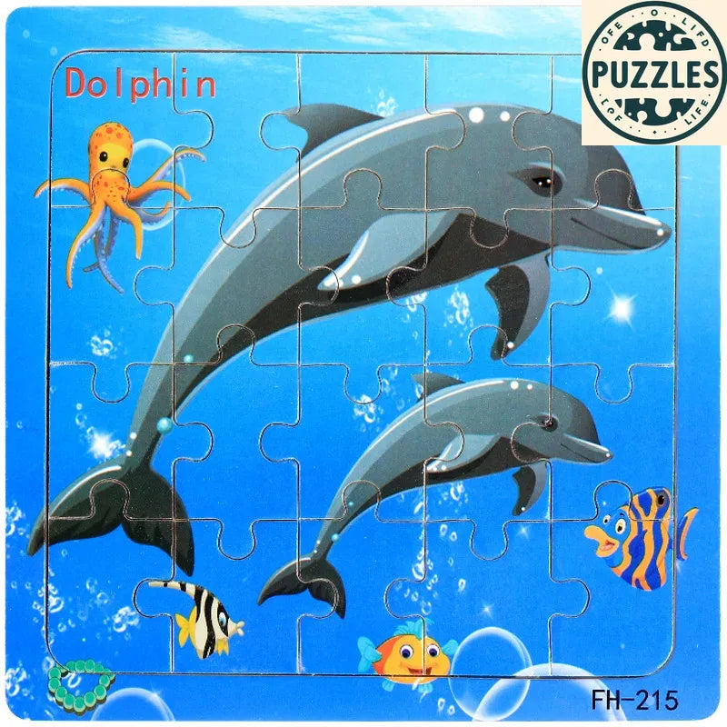 20-Piece Wooden Puzzle – Cartoon Animals, Cars & Numbers - Puzolife - Puzzles of Life
