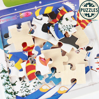 20-Piece Wooden Puzzle – Cartoon Animals, Cars & Numbers - Puzzles