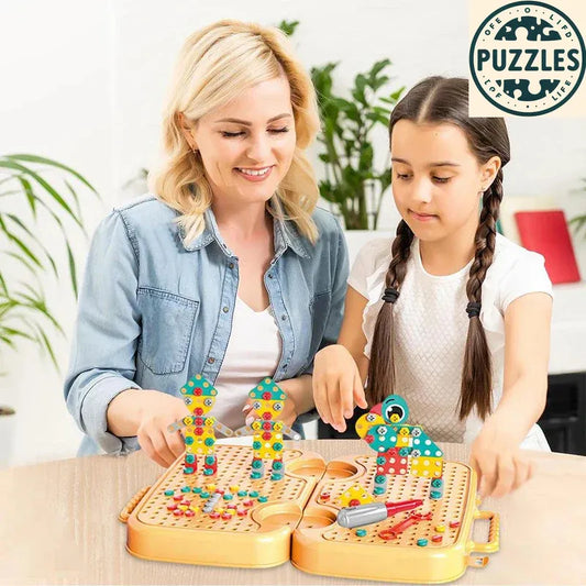 293-Piece Montessori Play Toolbox – 2D/3D Screw Puzzle Set - Puzzles