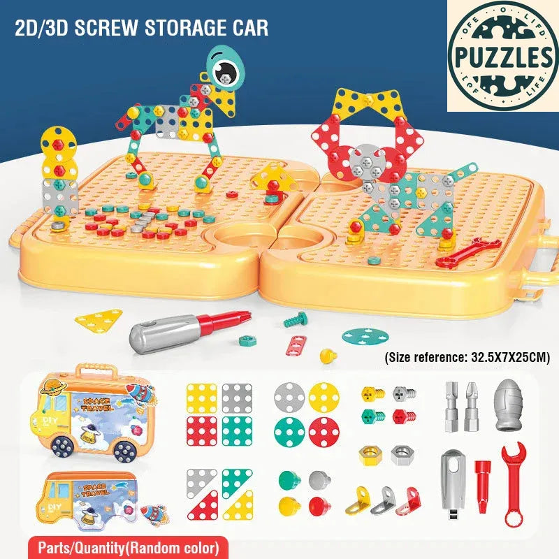 293-Piece Montessori Play Toolbox – 2D/3D Screw Puzzle Set - Puzzles