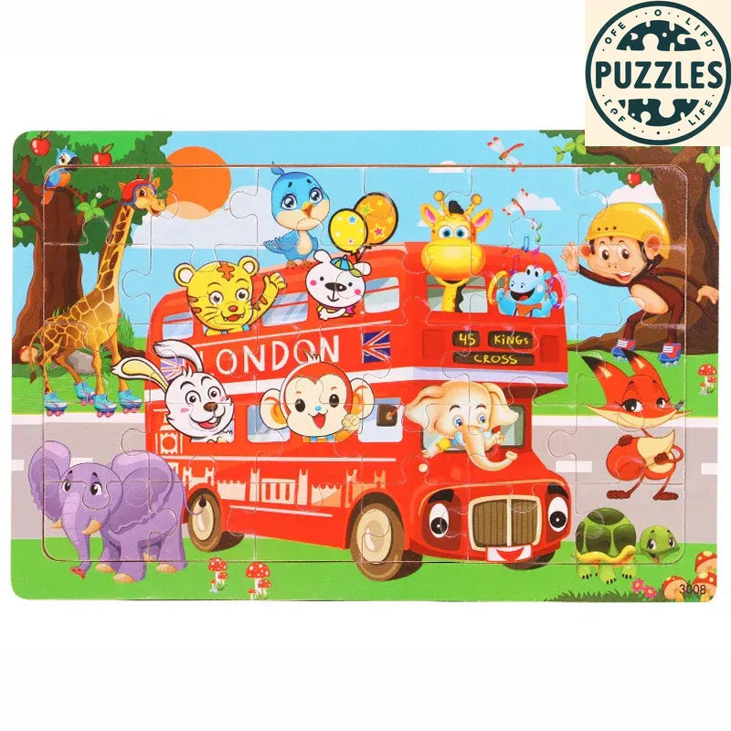 30-Piece Wooden Jigsaw Puzzle – Fun Brain Game for Kids - Puzzles