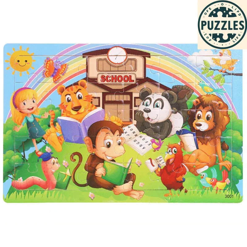 30-Piece Wooden Jigsaw Puzzle – Fun Brain Game for Kids - Puzzles