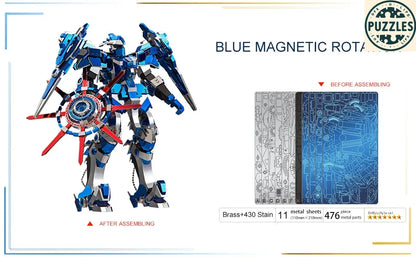 3D Metal Puzzle – Blue Magnetic Rotation Model Kit - Puzzles