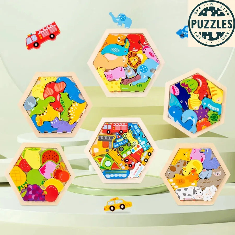 3D Wooden Animal Puzzle – Montessori Early Learning Blocks - Puzzles